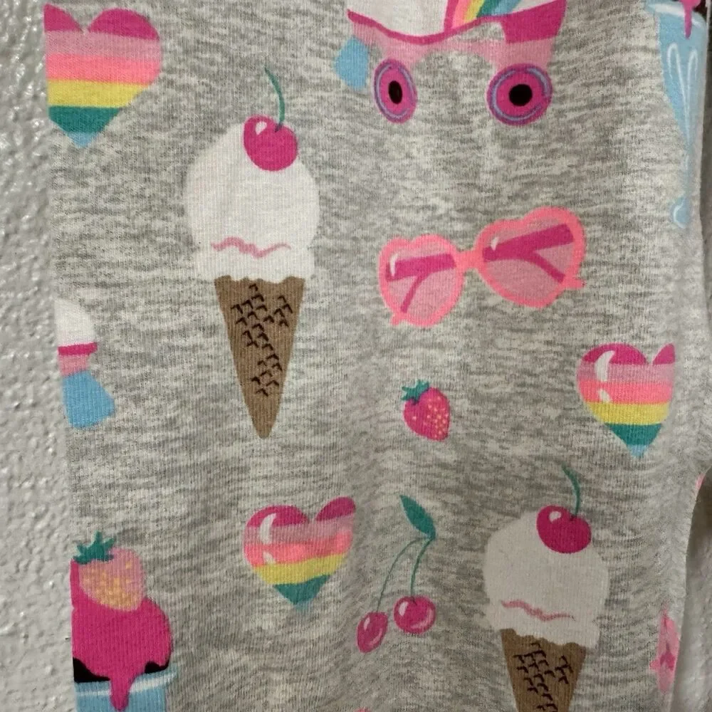 Girls PLACE XL 14 Grey Ice Cream Roller Skate Cherry Leggings